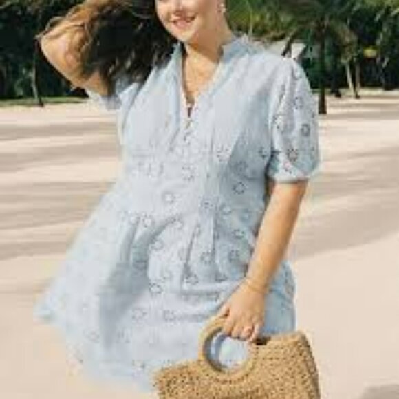 NWT BELLE ISLE BY TORRID Light Blue Eyelet Dress Size 12 - Picture 10 of 10